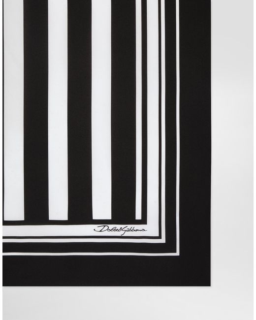 Dolce & Gabbana Black Striped-Print Silk Twill Foulard (90 X 90) for men