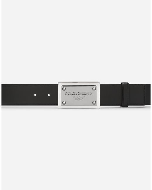 Dolce & Gabbana Black Logo-Buckle Leather Belt for men