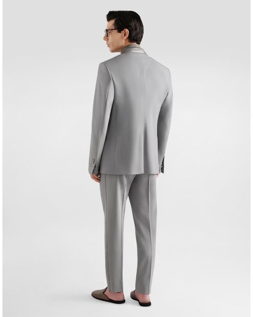 Dolce & Gabbana Gray Sicilia Light Single-Breasted Micro-Rib Tuxedo Jacket for men