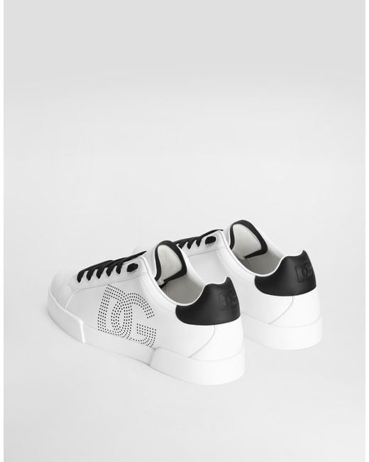 Dolce & Gabbana White Calfskin Portofino Sneakers for men