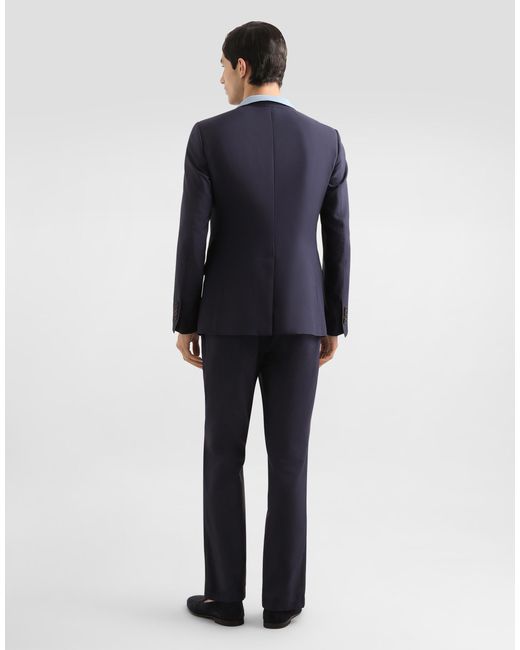 Dolce & Gabbana Blue Micro-Pattern Cotton Polo Shirt for men