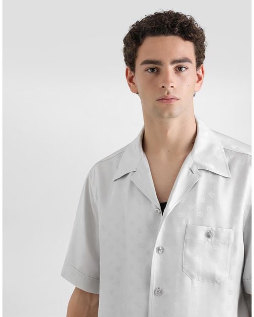 メンズ Dolce & Gabbana Dgロゴ ジャカード アロハシャツ White