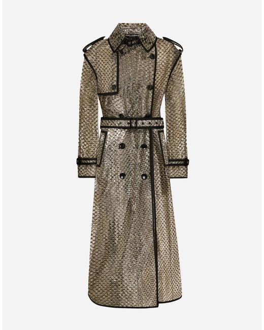 Dolce & Gabbana トレンチコート ルレックスメッシュ Pvcボンディング Natural