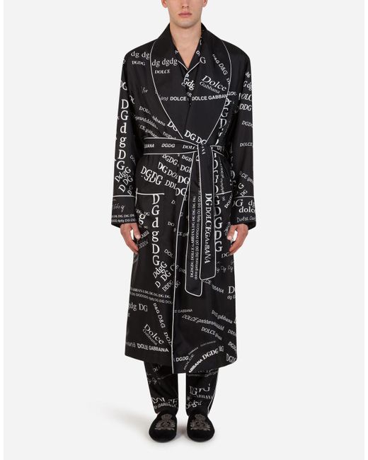 Dolce \u0026 Gabbana Silk Robe With All-over 