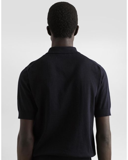 Dolce & Gabbana Black Cotton Polo-Shirt With Heraldic Patch for men