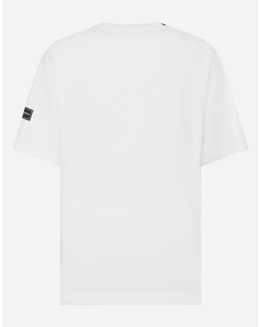 Dolce & Gabbana White Short-Sleeved T-Shirt With Dg Logo Patch for men