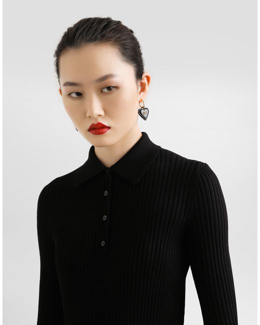 Dolce & Gabbana Black Ribbed Wool Pullover