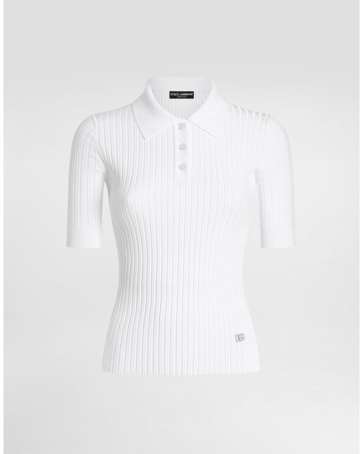 Dolce & Gabbana White Viscose Polo