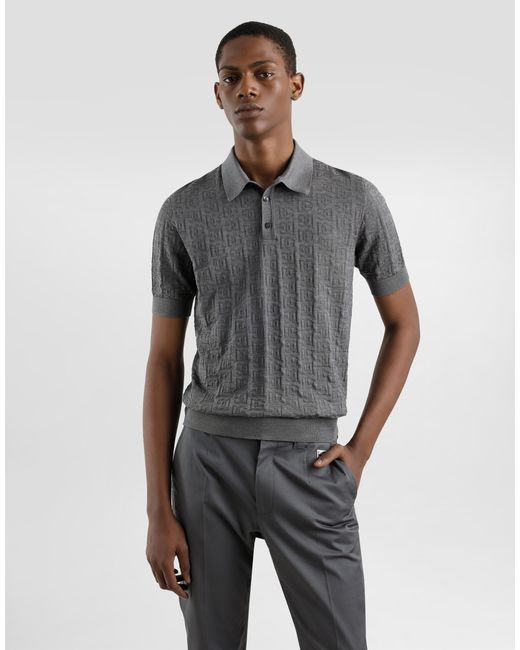メンズ Dolce & Gabbana Dgロゴエンブロイダリー シルク ポロシャツ Gray