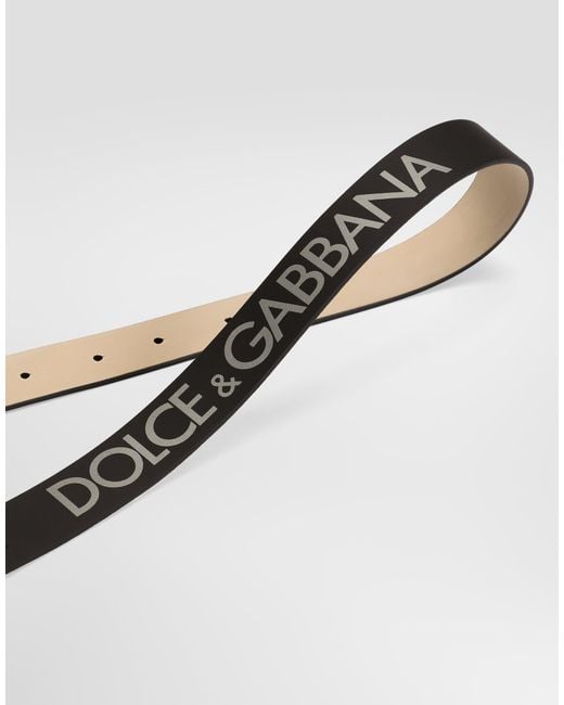 Dolce & Gabbana White Calfskin Logo Belt for men