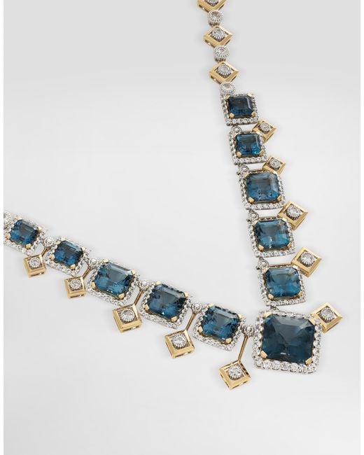 Dolce & Gabbana Blue Eleganza Necklace 18-Carat And, Topazes, And Sapphires