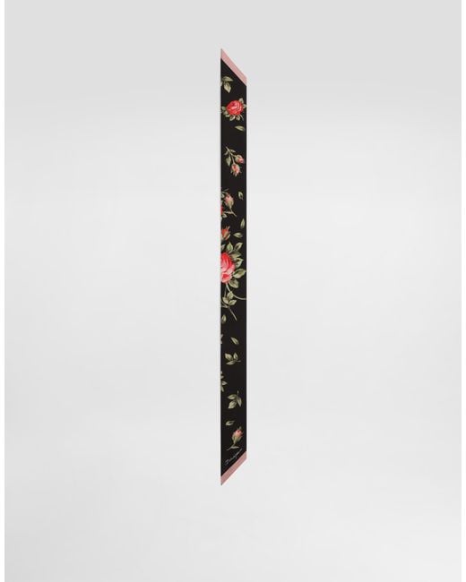 Dolce & Gabbana White Rose Bouquet-Print Silk Twill Bandeau 6X100