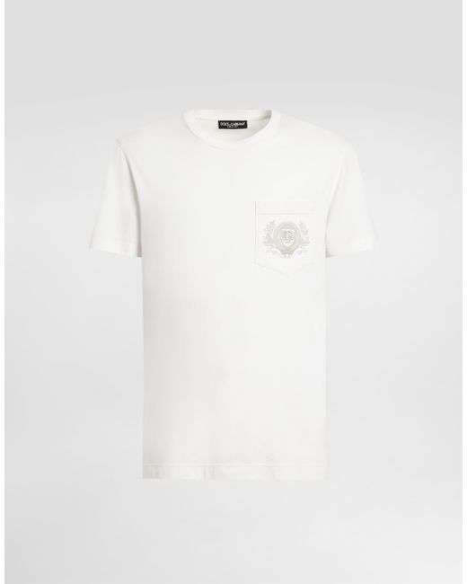 Camiseta De Algodón Con Logotipo Dolce & Gabbana de hombre de color White