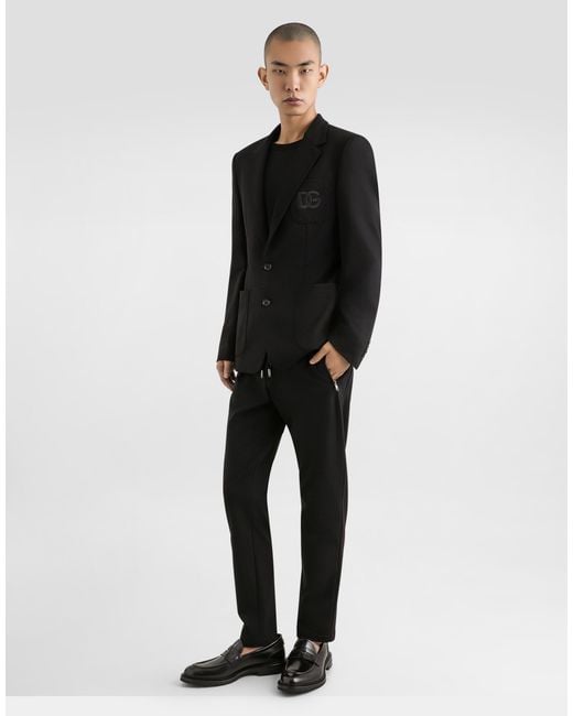 Dolce & Gabbana Black Jersey Jogging Pants With Dg Patch for men