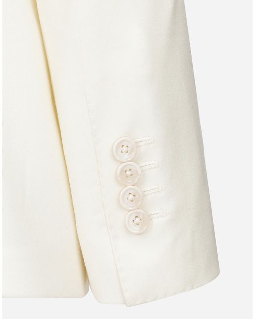 Dolce & Gabbana White Double-Breasted Taormina-Fit Flannel Jacket for men