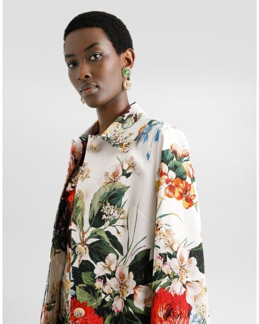 Dolce & Gabbana White Kleid Mit Blumenbouquet-Print