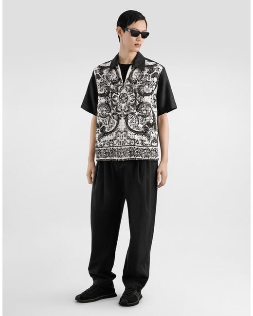 Dolce & Gabbana Black Poplin Trousers for men