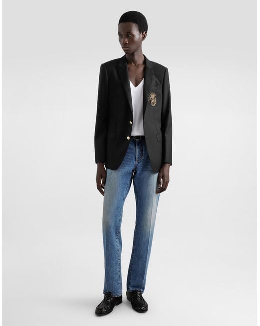 Dolce & Gabbana Black Single-Breasted Martini-Fit Jacket With Patch for men