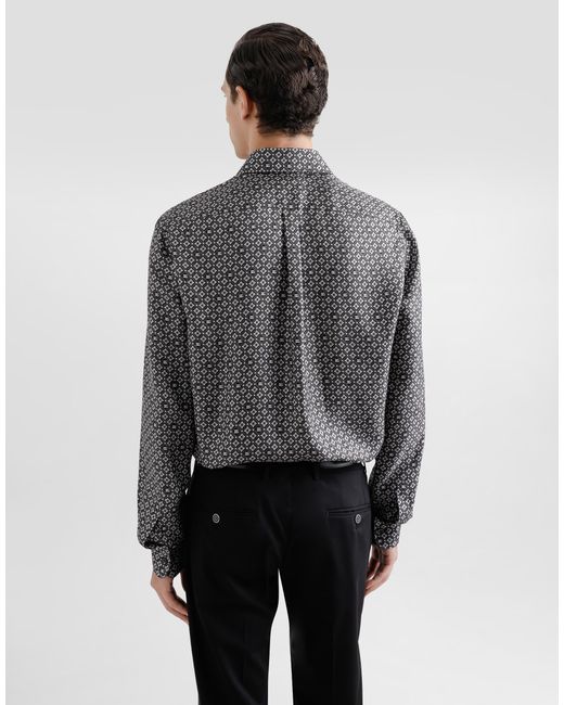 Camisa De Seda Con Estampado Corbatería Dolce & Gabbana de hombre de color Gray