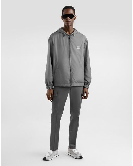 Dolce & Gabbana Sportliche Jacke Mit Kapuze Aus Technischem Gewebe in Gray für Herren