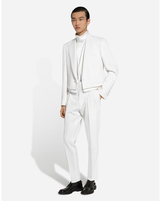 Dolce & Gabbana White Single-Breasted Sicilia-Fit Jacket With Faux Vest for men