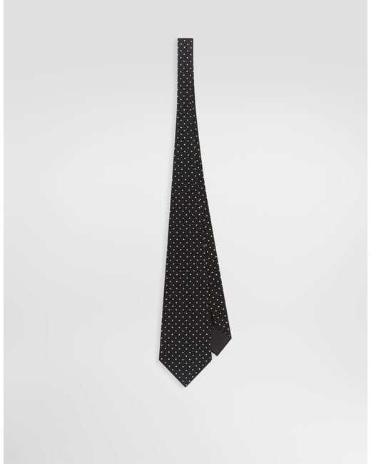 Dolce & Gabbana White Crêpe De Chine Polka Dot Tie for men