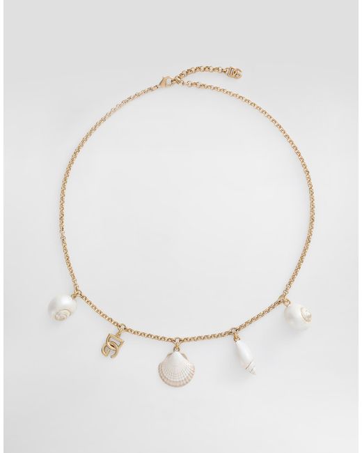 Dolce & Gabbana Metallic Shell Charm Necklace