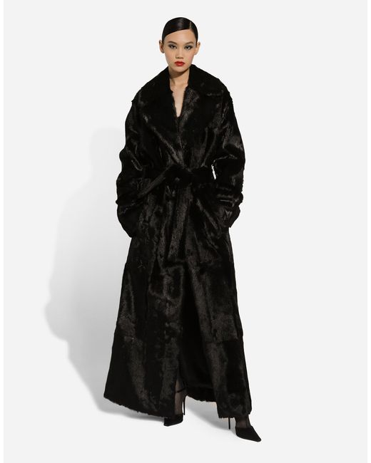 Dolce & Gabbana ゴートスキン コート Black