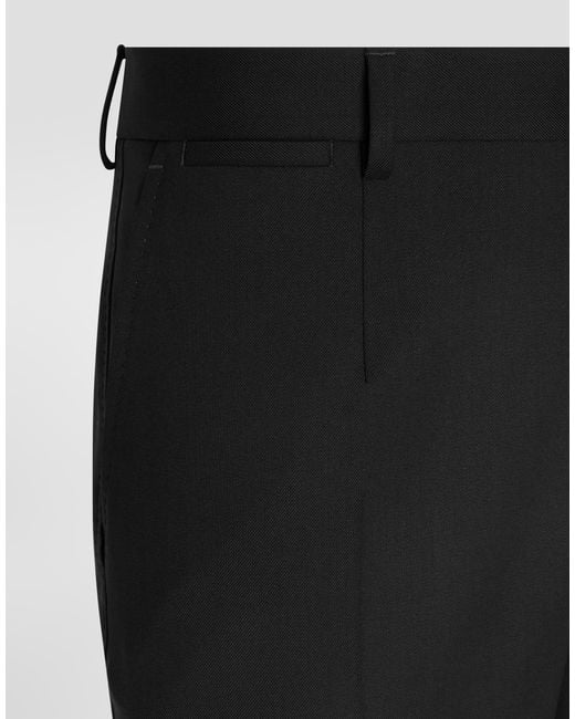Dolce & Gabbana Black Wool Gabardine Trousers for men