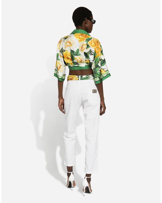 Dolce & Gabbana White Cotton Denim Jeans With Rips