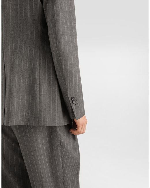 Dolce & Gabbana Gray Palermo Single-Breasted Pinstripe Wool Jacket for men