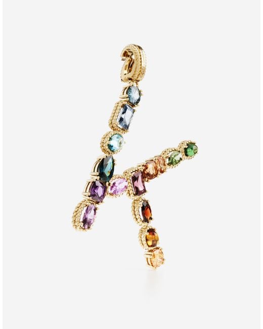 Dolce & Gabbana White Charm K Lettering 18Kt And Multicolored Gems