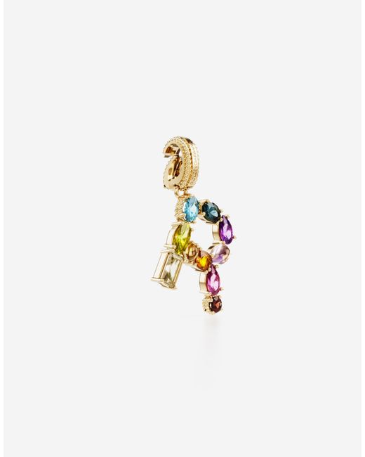 Dolce & Gabbana Metallic Charm R Lettering 18-Carat And Multicolored Gems