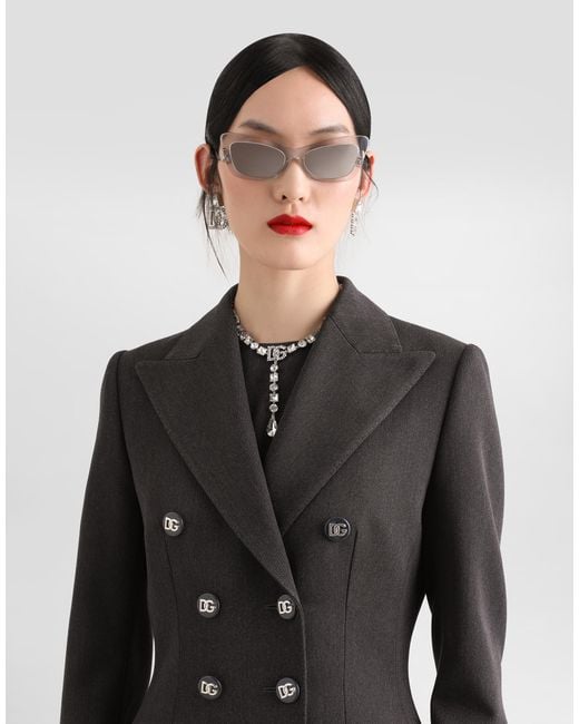 Dolce & Gabbana Dgロゴボタン ダブルブレスト ウール コート Black