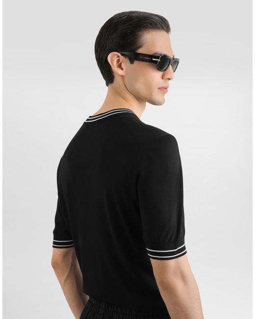 Dolce & Gabbana Black Silk Pullover for men