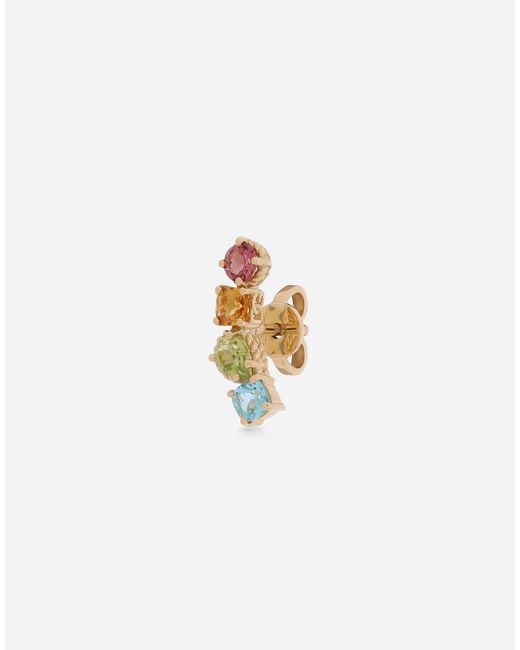 Dolce & Gabbana White Single Earring 18-Carat And Multicolored Gems