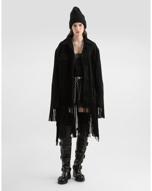 Dolce & Gabbana Black Split Leather Jacket