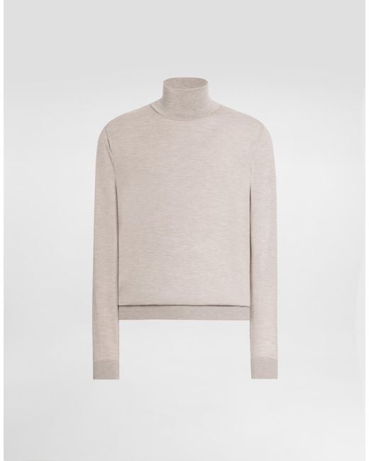 Dolce & Gabbana White Cashmere Turtleneck Pullover for men