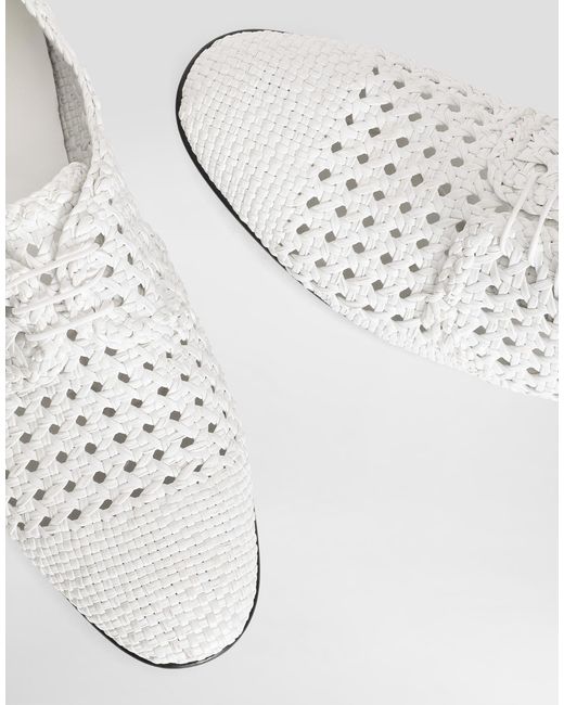 Dolce & Gabbana Derby Aus Geflochtenem Leder in White für Herren