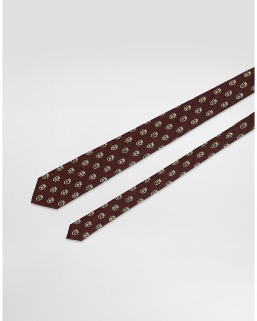 Dolce & Gabbana Jacquard Tie With Heraldic Shields in White für Herren