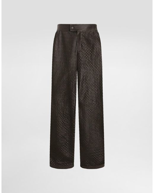 Dolce & Gabbana Multicolor Flared Woven Nappa Leather Pants for men