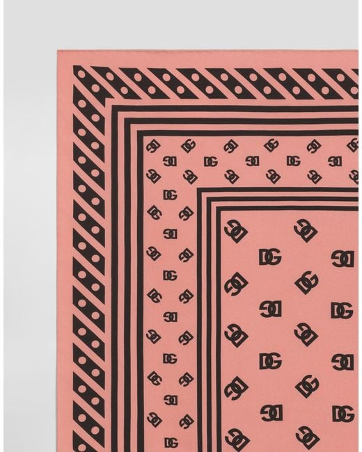 Dolce & Gabbana Red Silk Twill Foulard With All-Over Dg Logo (90X90)