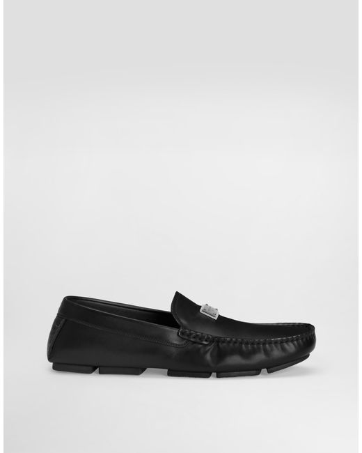 Dolce & Gabbana White Dg Driver Calfskin Loafers for men