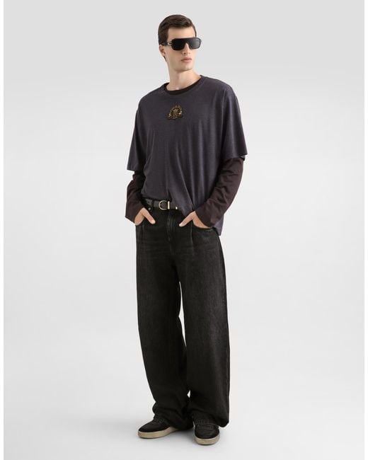 Dolce & Gabbana Black Cotton T-Shirt for men