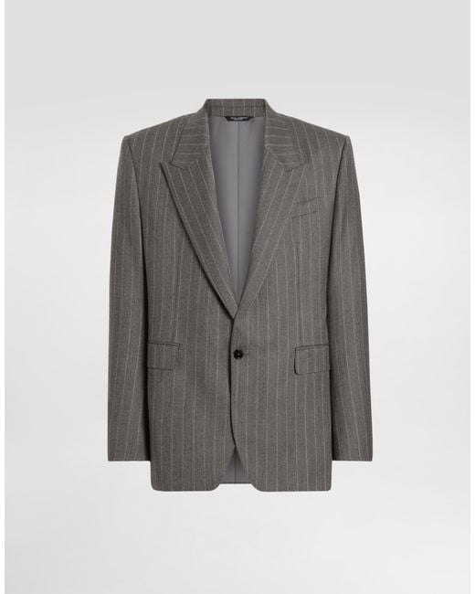 Dolce & Gabbana Gray Palermo Single-Breasted Pinstripe Wool Jacket for men