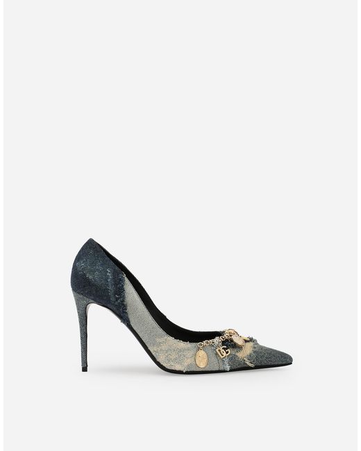 Dolce & Gabbana White Patchwork Denim Pumps