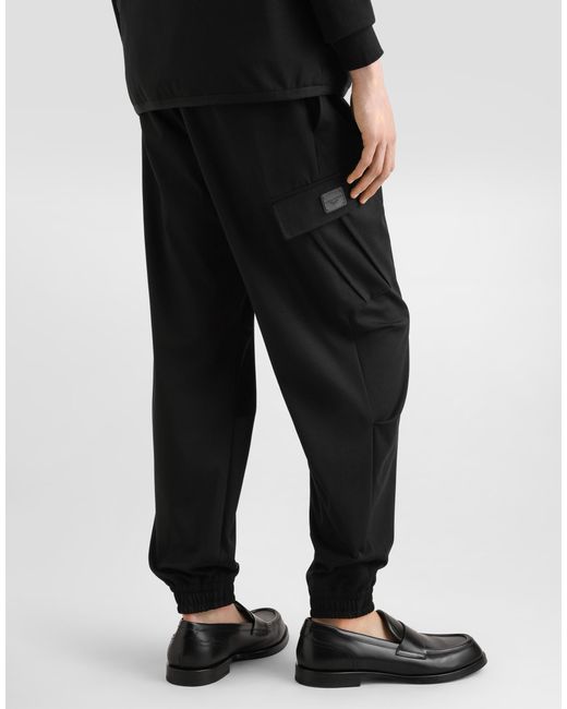 メンズ Dolce & Gabbana ロゴプレート コットン カーゴパンツ Black