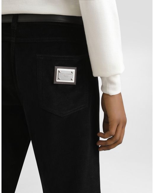 Dolce & Gabbana Black Cotton And Cashmere Regular Trousers for men