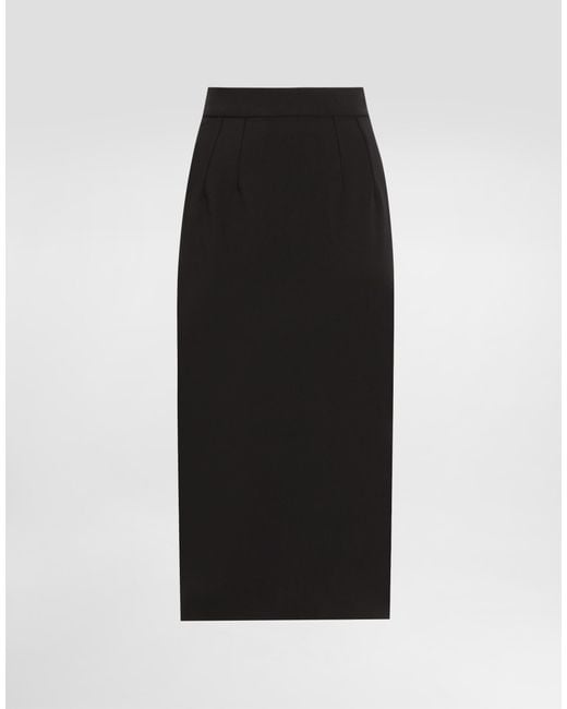 Dolce & Gabbana Black Longuetteschlauchrock Aus Technischem Cady