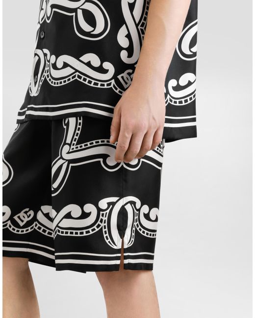 メンズ Dolce & Gabbana バンダナプリントシルク ショートパンツ Black